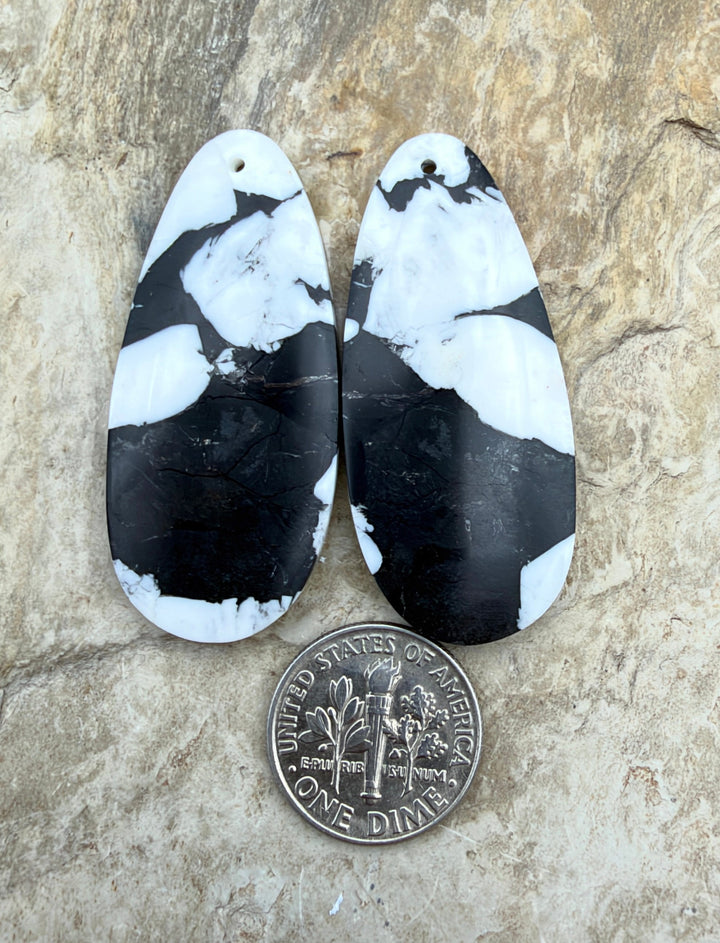White Buffalo Kingman Composite BIG Earring Slab Bead Pair