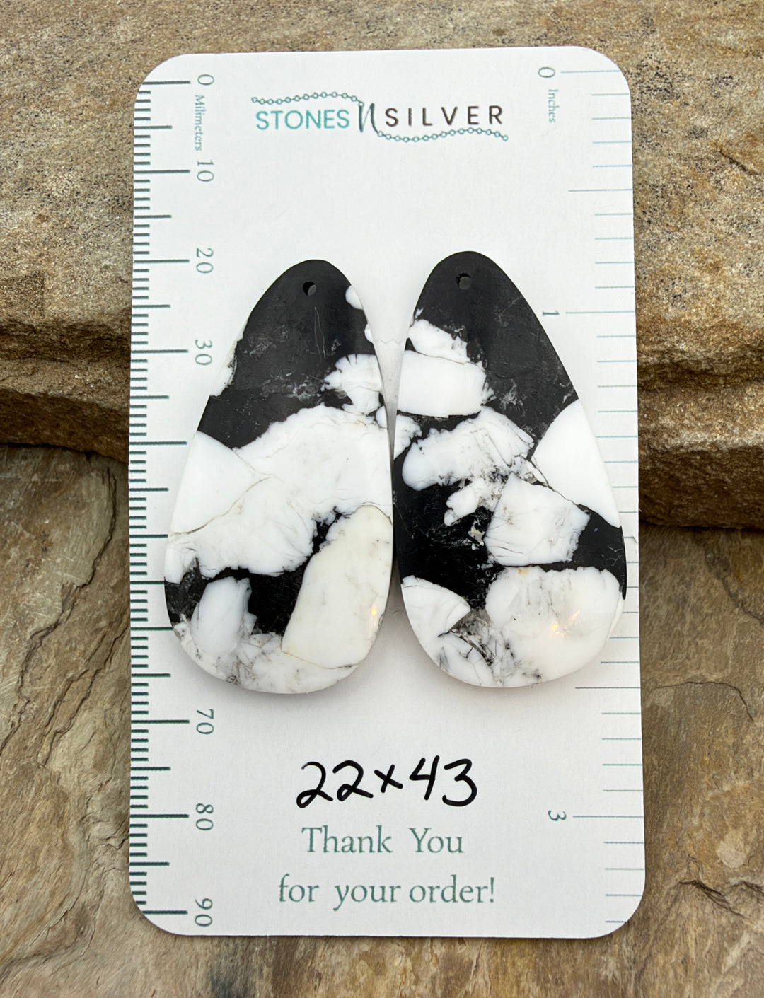 White Buffalo Kingman Composite BIG Earring Slab Bead Pair