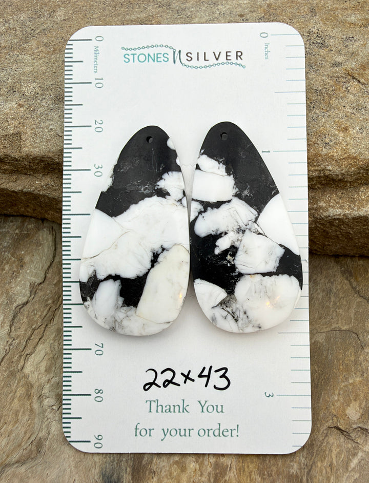 White Buffalo Kingman Composite BIG Earring Slab Bead Pair