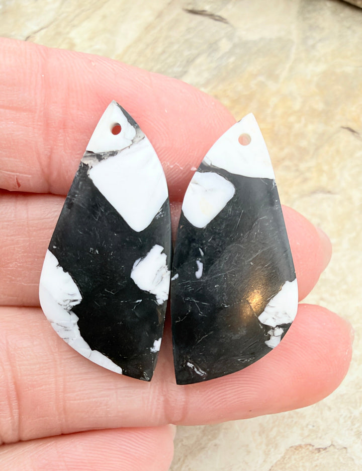 White Buffalo Kingman Composite Earring Slab Bead Pair