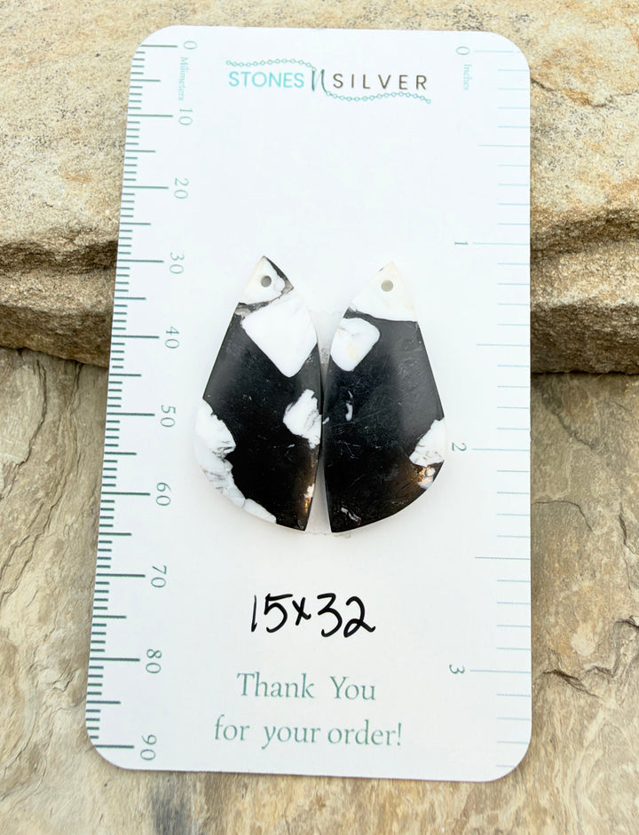 White Buffalo Kingman Composite Earring Slab Bead Pair