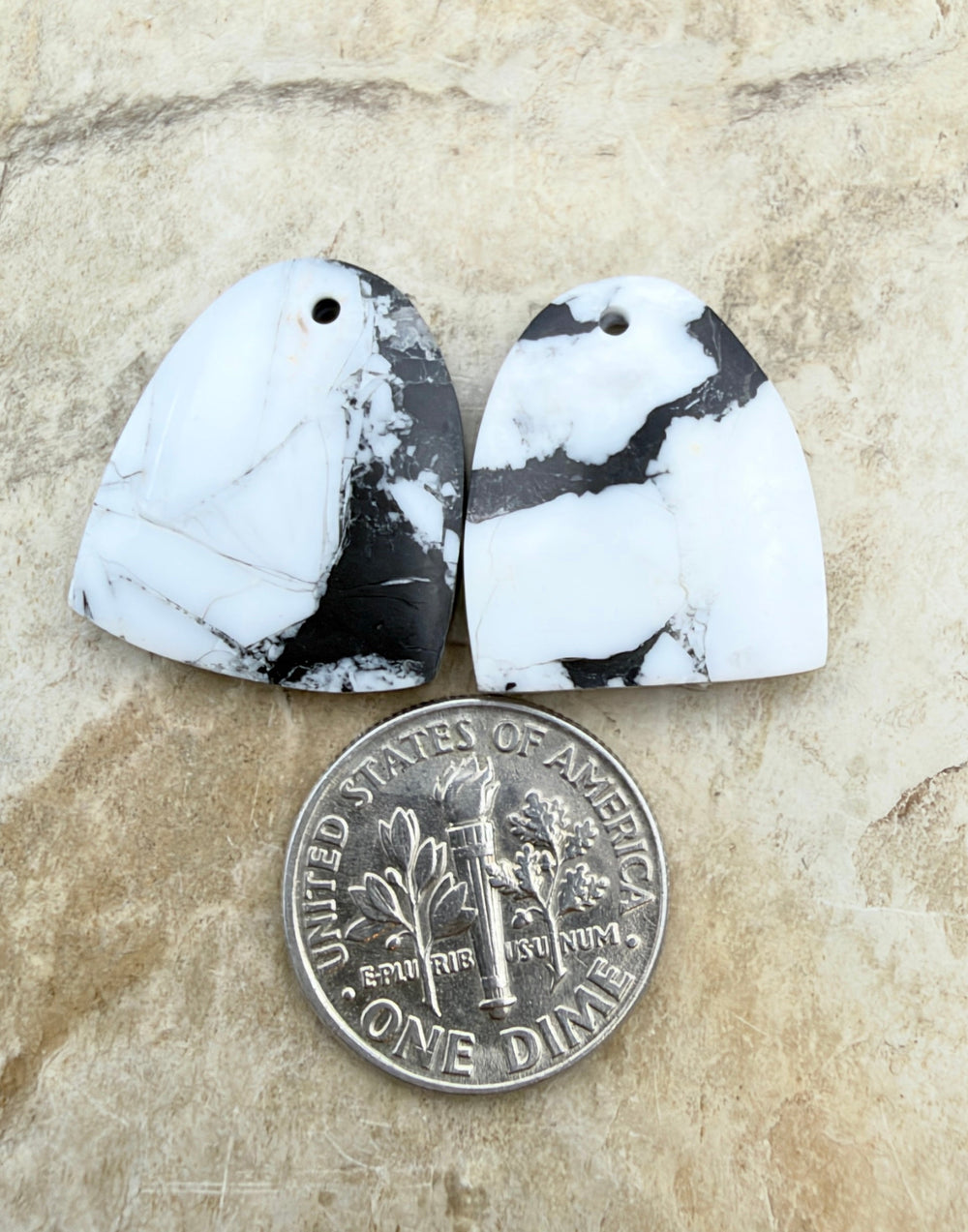 White Buffalo Kingman Composite Earring Slab Bead Pair