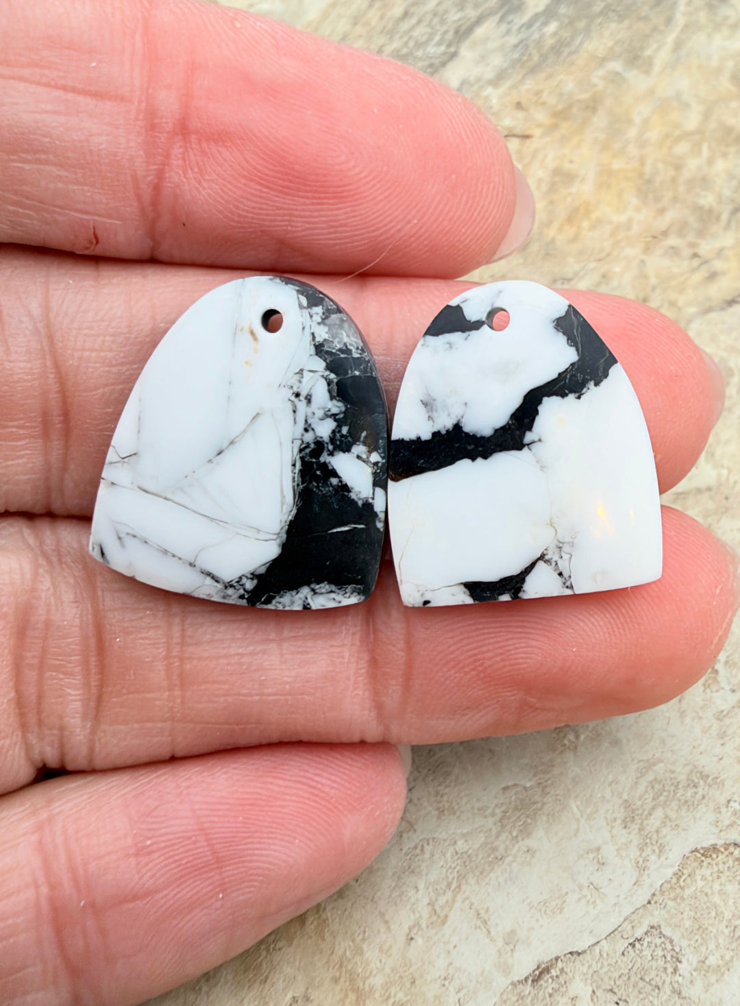 White Buffalo Kingman Composite Earring Slab Bead Pair