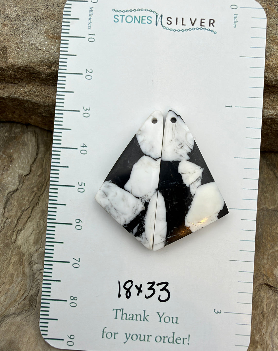 White Buffalo Kingman Composite Earring Slab Bead Pair