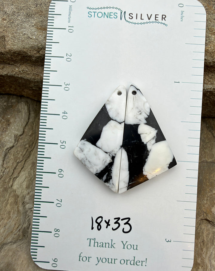 White Buffalo Kingman Composite Earring Slab Bead Pair