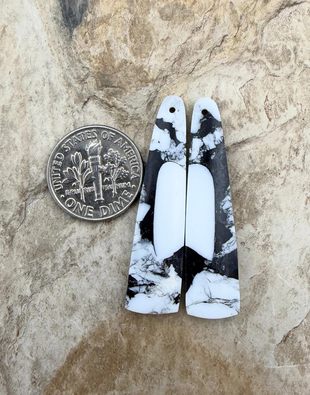 White Buffalo Kingman Composite Earring Slab Bead Pair
