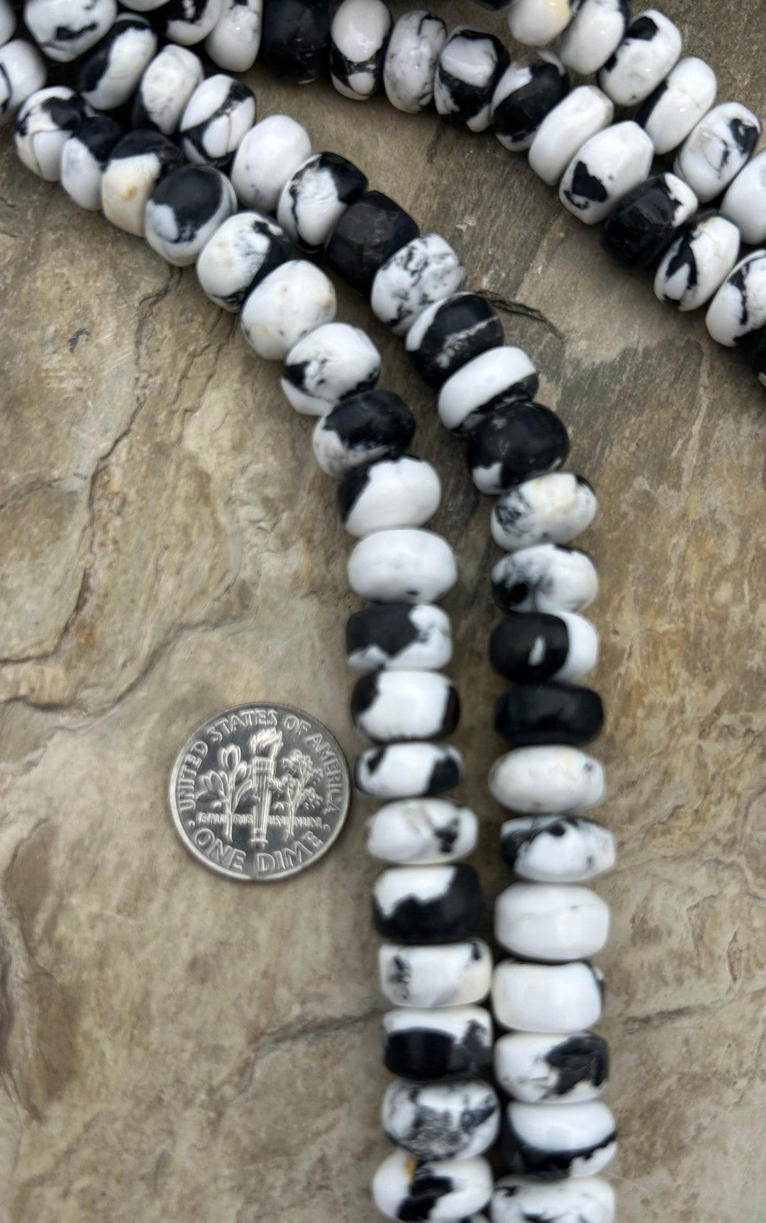White Buffalo Kingman Composite Graduated Rondelle Beads