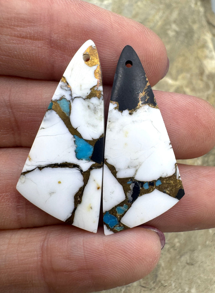 White Buffalo Kingman Turquoise and Bronze Composite