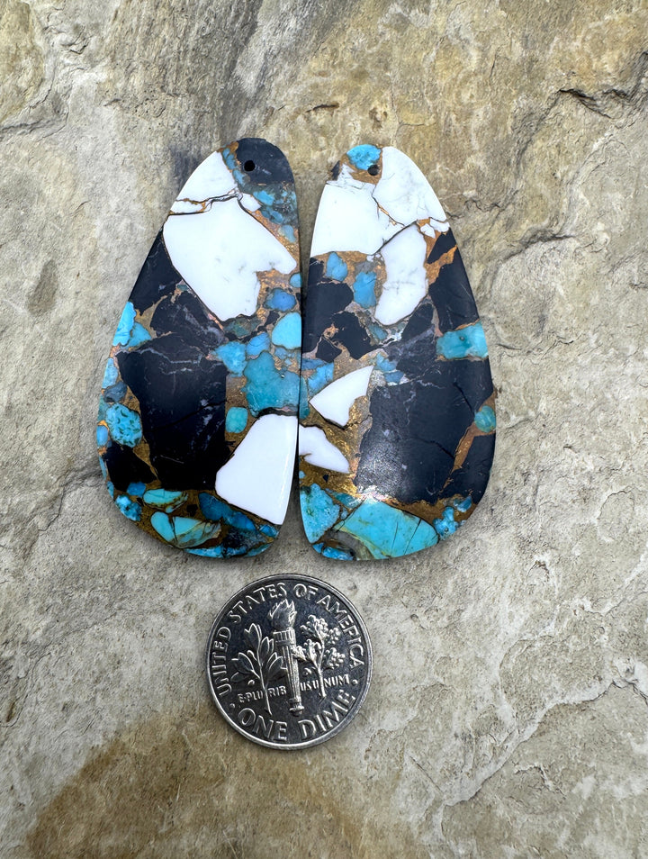 White Buffalo Kingman Turquoise and Bronze Composite HUGE