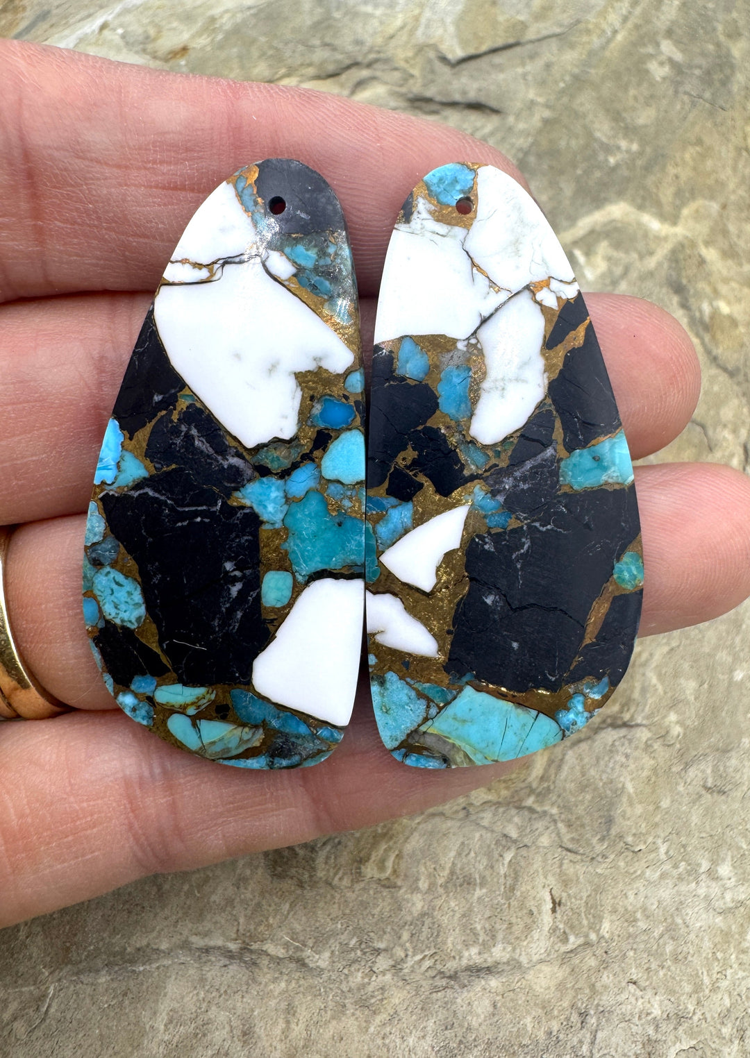 White Buffalo Kingman Turquoise and Bronze Composite HUGE