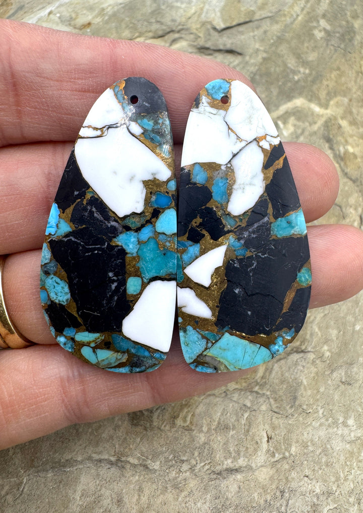 White Buffalo Kingman Turquoise and Bronze Composite HUGE