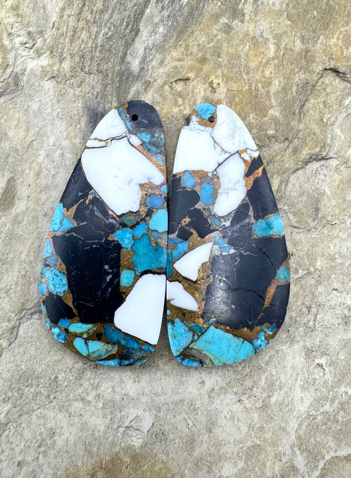 White Buffalo Kingman Turquoise and Bronze Composite HUGE