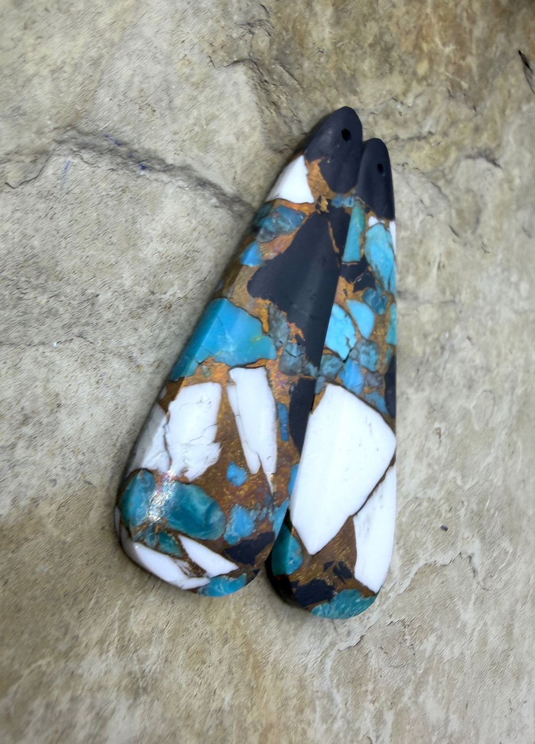 White Buffalo Kingman Turquoise and Bronze Composite