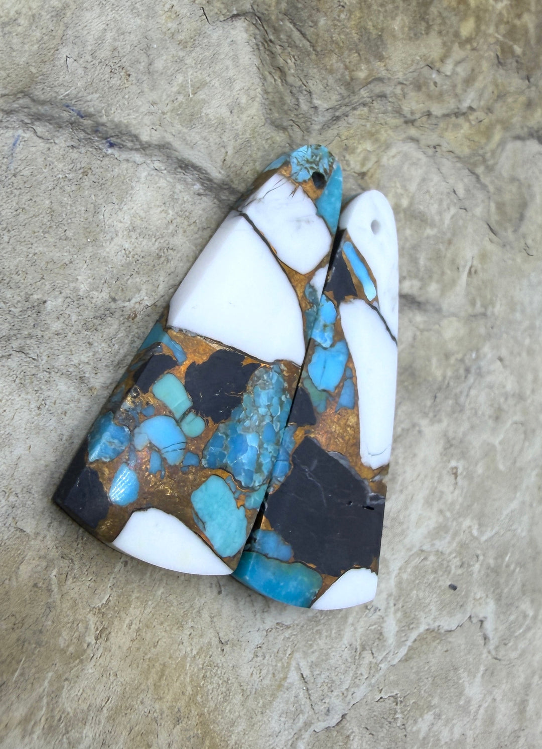 White Buffalo Kingman Turquoise and Bronze Composite