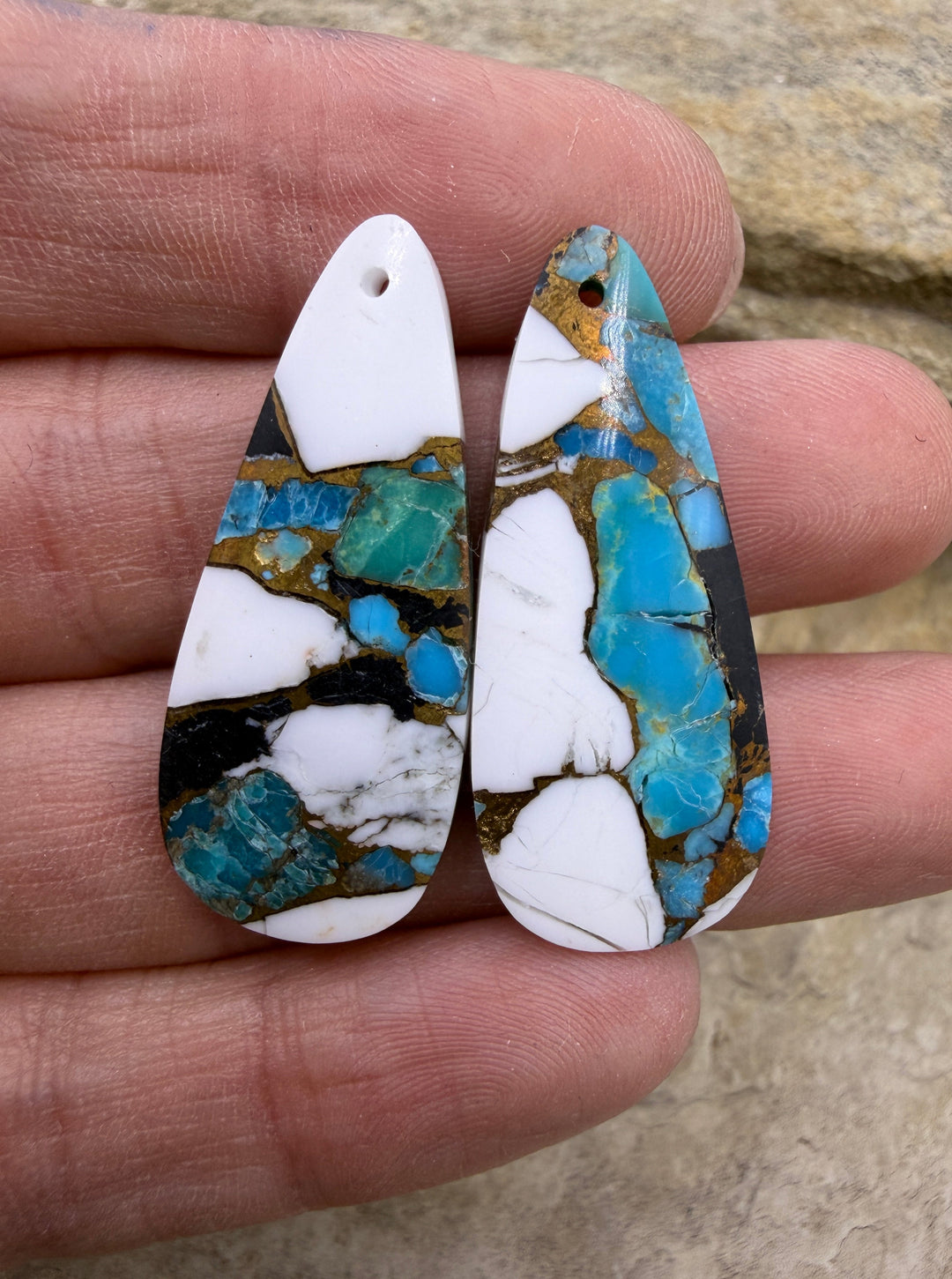 White Buffalo Kingman Turquoise and Bronze Composite