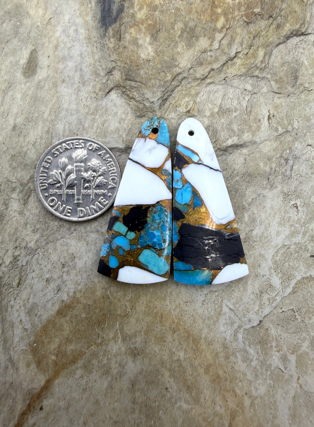 White Buffalo Kingman Turquoise and Bronze Composite