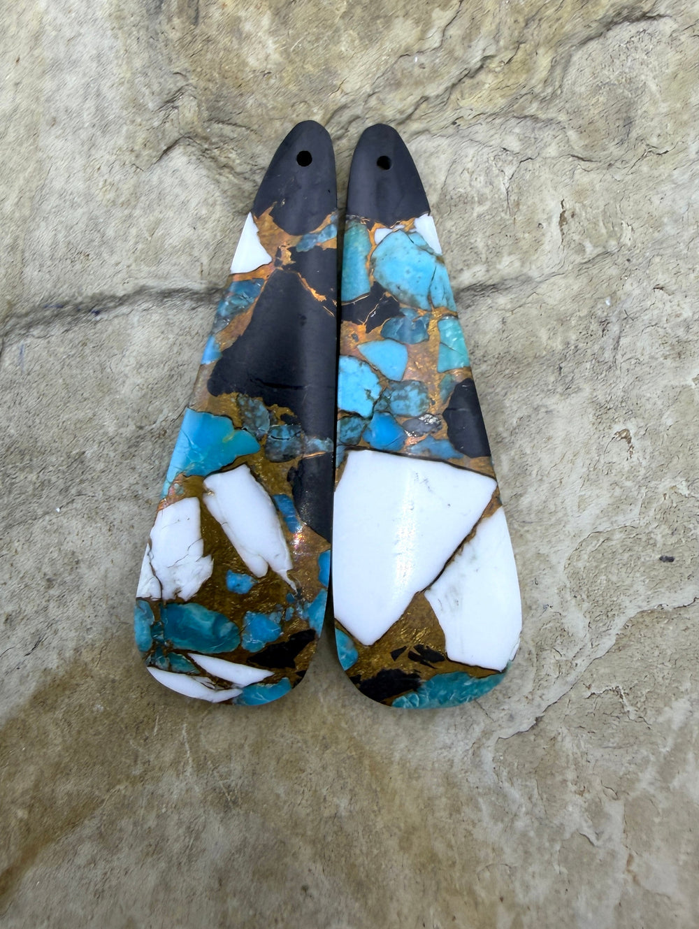 White Buffalo Kingman Turquoise and Bronze Composite