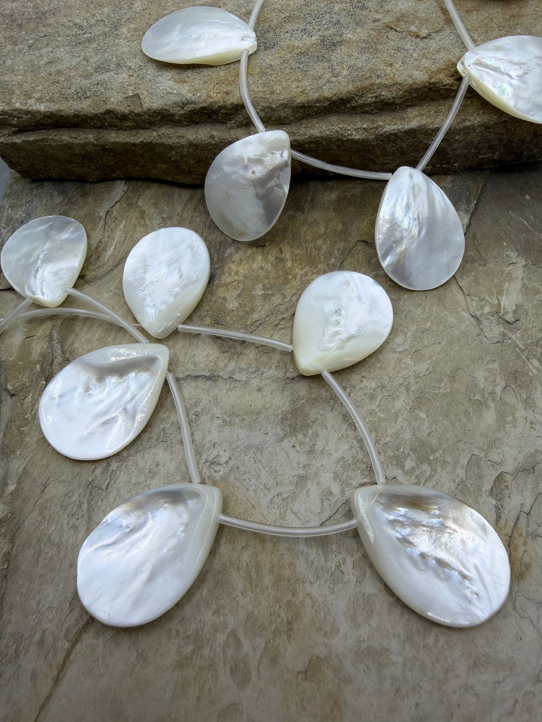 White Mother Of Pearl BIG Teardrop Beads 25x35mm 10 Piece