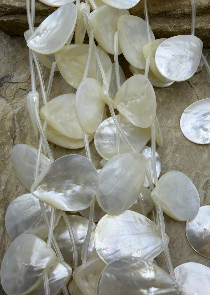 White Mother Of Pearl BIG Teardrop Beads 25x35mm 10 Piece