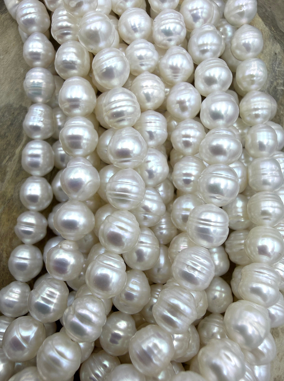 White Ringed Baroque Freshwater Pearls 6mm 15.5 Inch