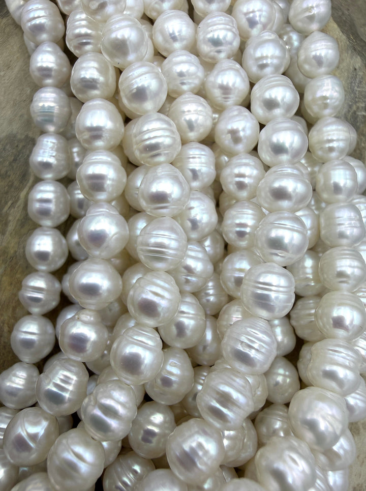 White Ringed Baroque Freshwater Pearls 6mm 15.5 Inch