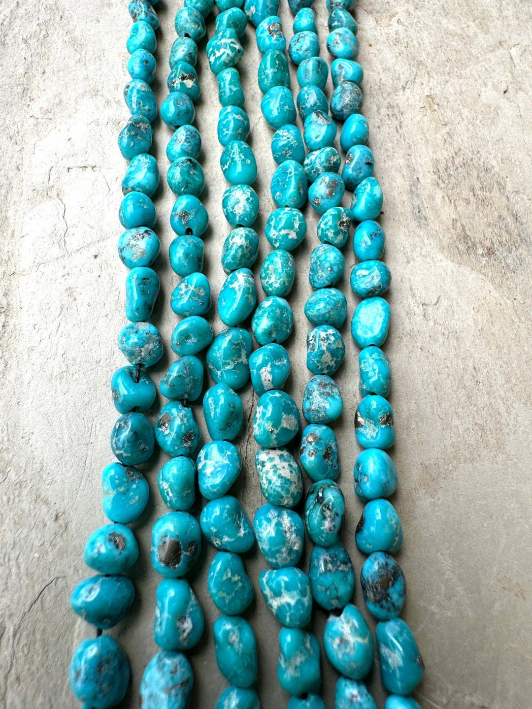 White Water Turquoise (Mexico) 4-8mm Nugget Beads 16 inch