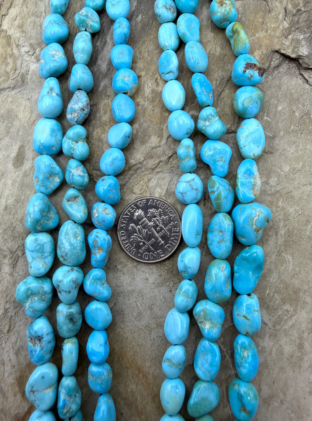 White Water Turquoise (Mexico) 5-8mm Smooth Nugget Beads 16