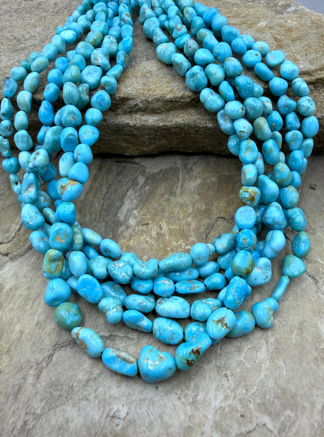 White Water Turquoise (Mexico) 5-8mm Smooth Nugget Beads 16