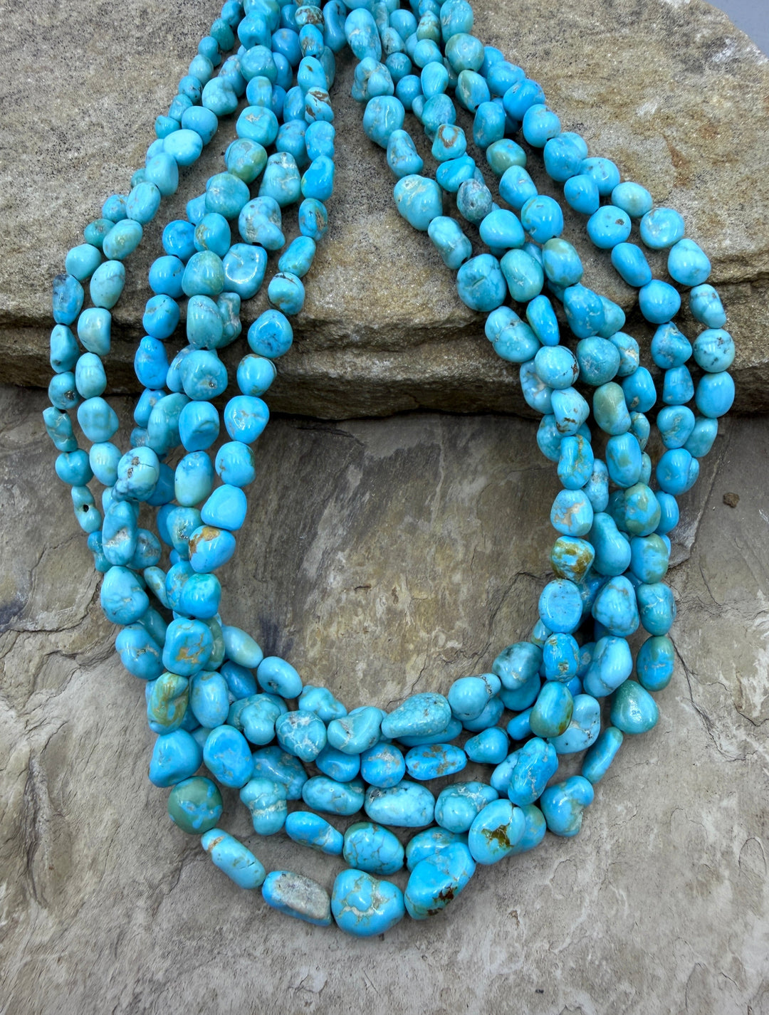 White Water Turquoise (Mexico) 5-8mm Smooth Nugget Beads 16