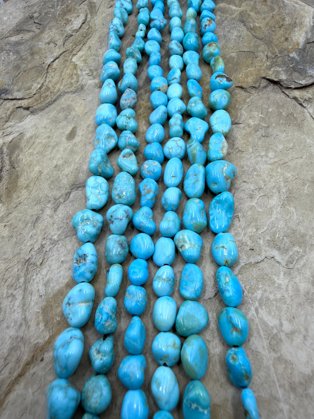 White Water Turquoise (Mexico) 5-8mm Smooth Nugget Beads 16