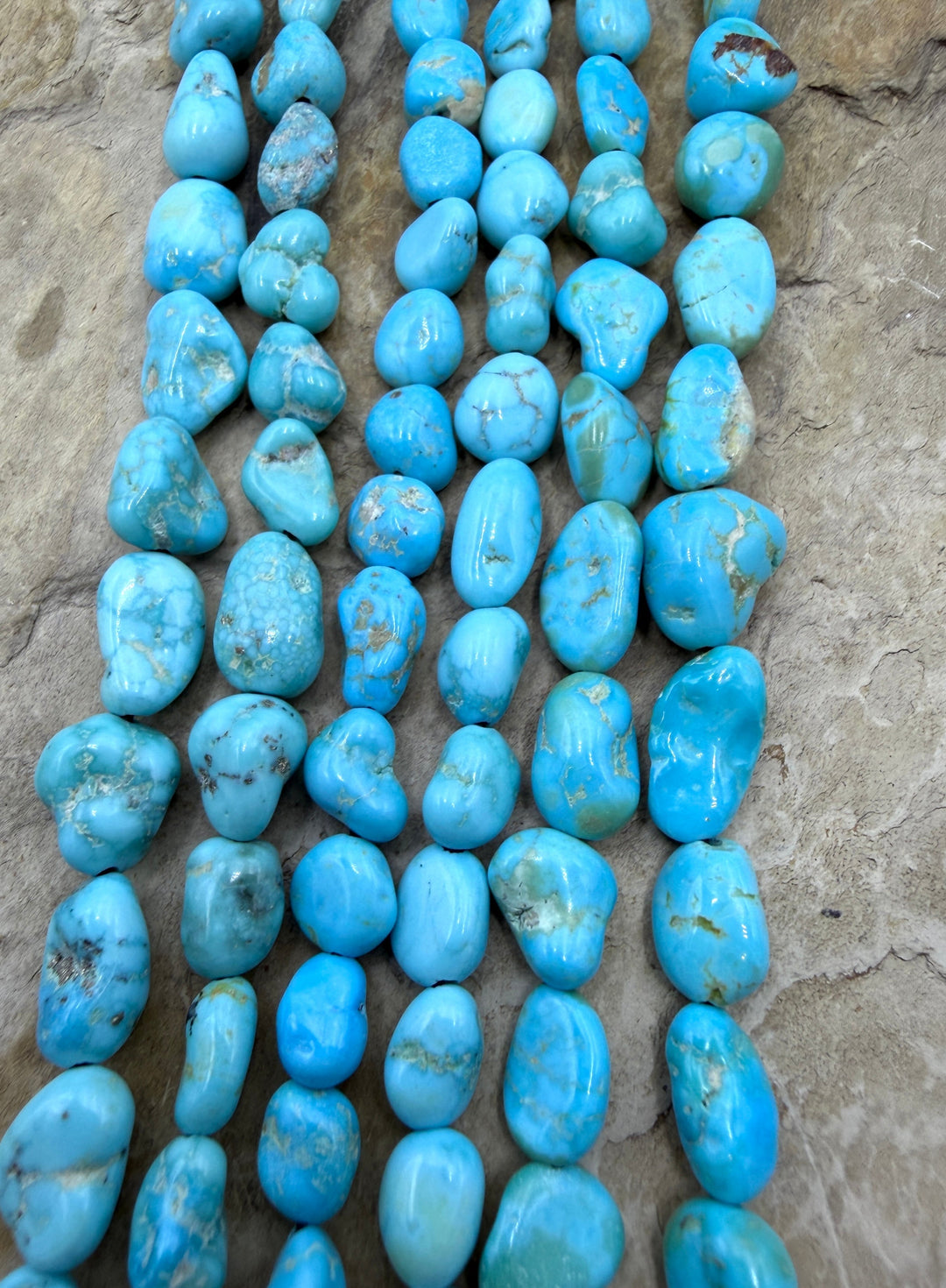 White Water Turquoise (Mexico) 5-8mm Smooth Nugget Beads 16