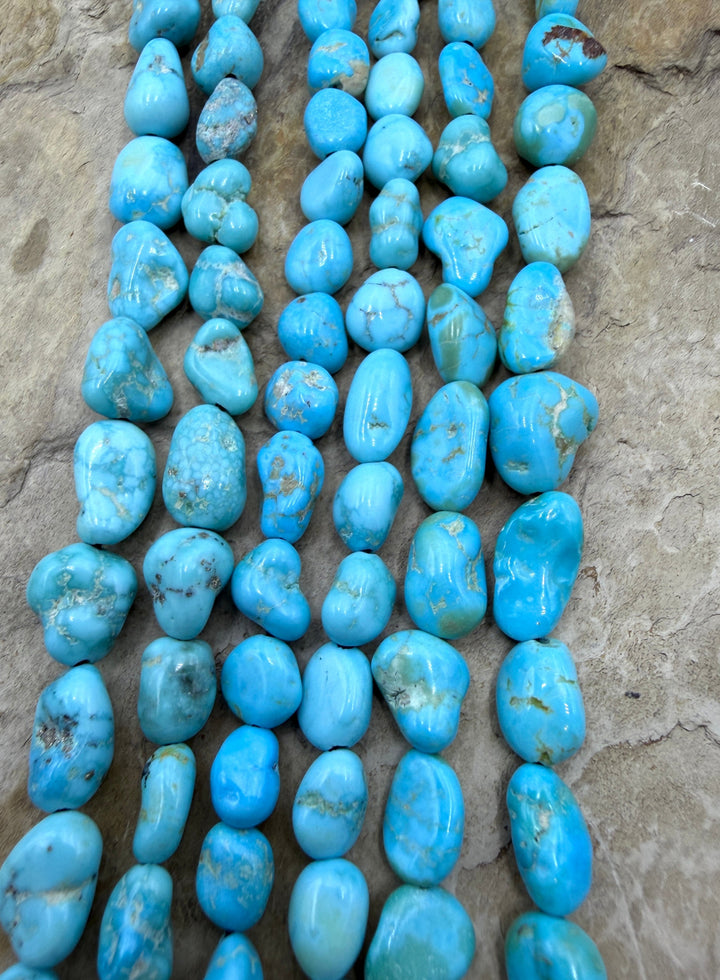 White Water Turquoise (Mexico) 5-8mm Smooth Nugget Beads 16