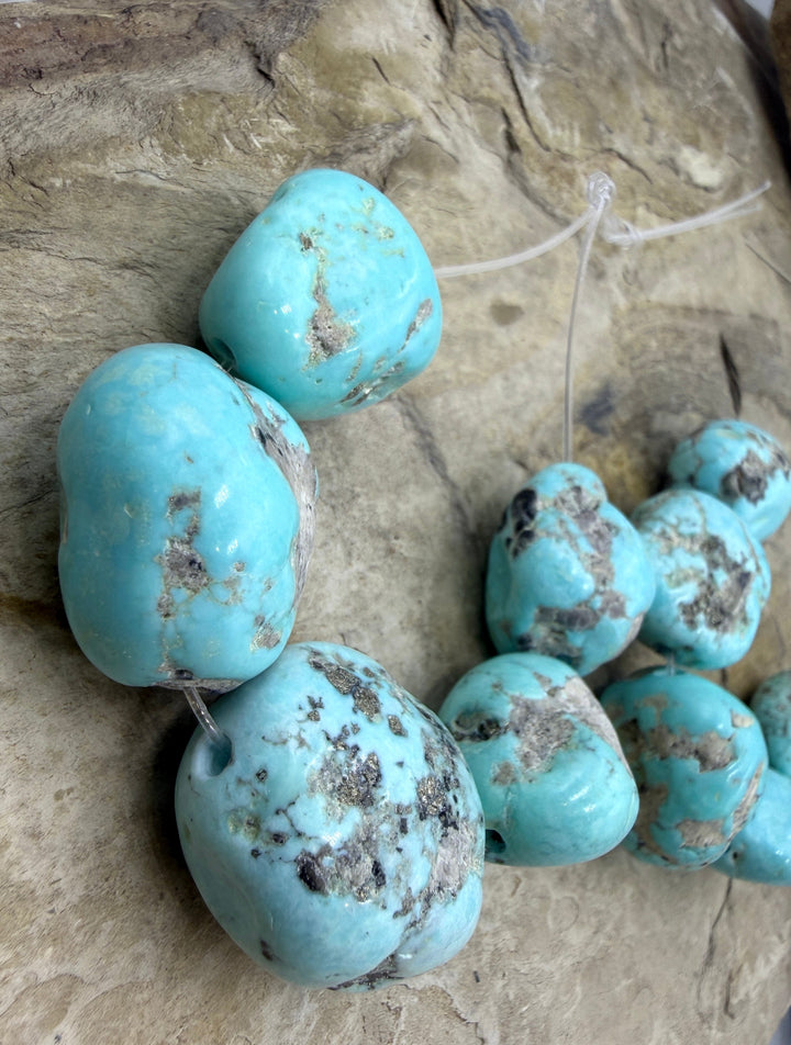 White Water Turquoise (Mexico) Big Nugget Focal Set 5 Bead