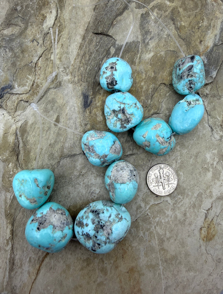 White Water Turquoise (Mexico) Big Nugget Focal Set 5 Bead