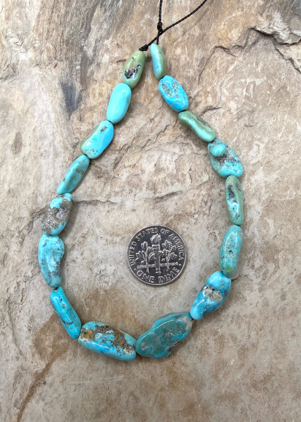 White Water Turquoise (Mexico) Long Nugget Beads
