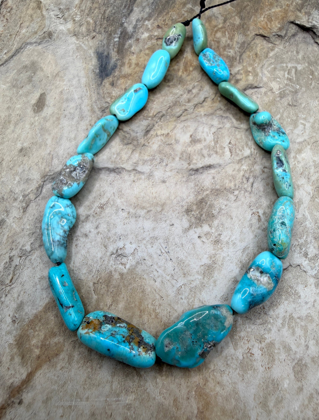 White Water Turquoise (Mexico) Long Nugget Beads
