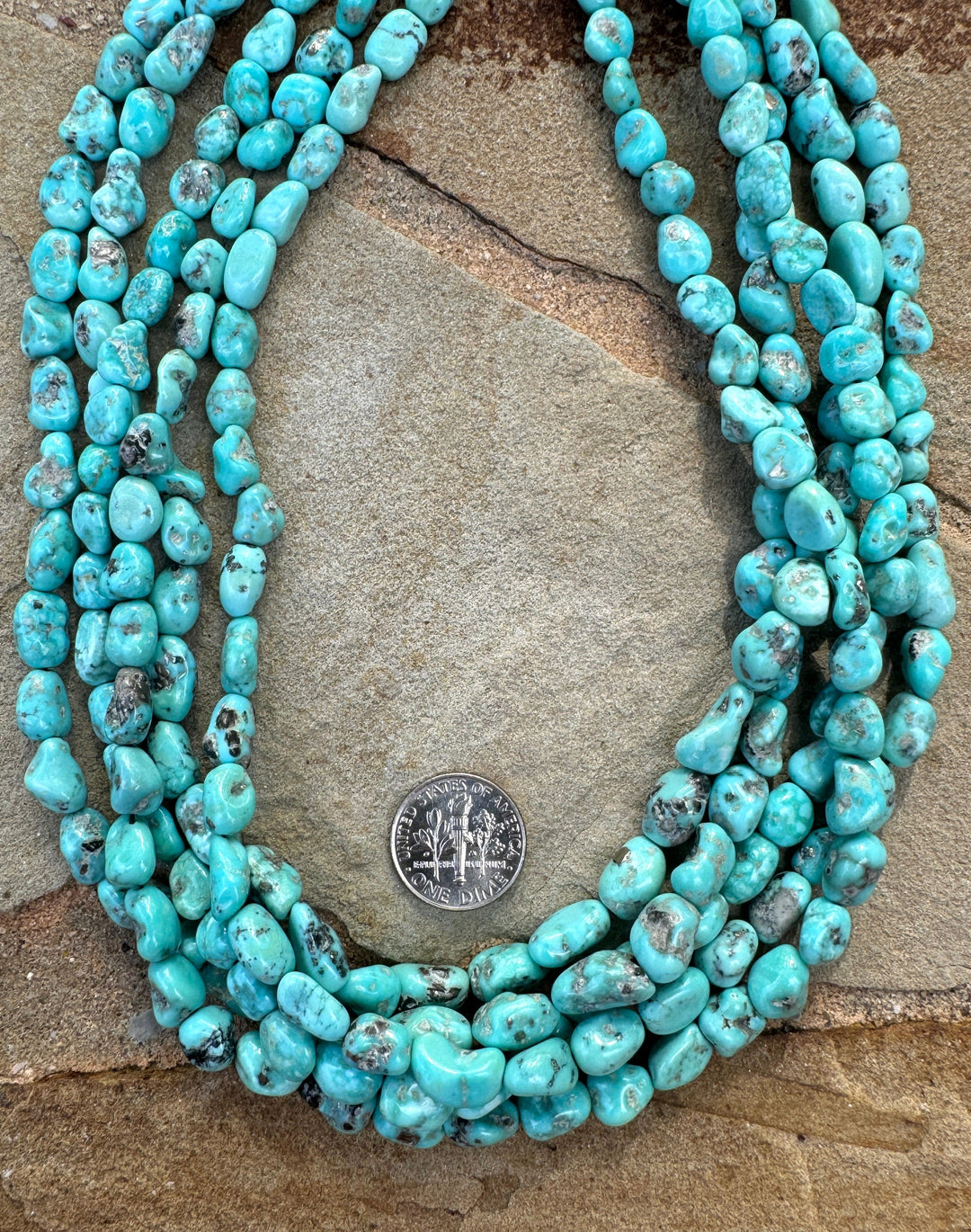 White Water Turquoise (Mexico) with Pyrite 8-12mm Nugget