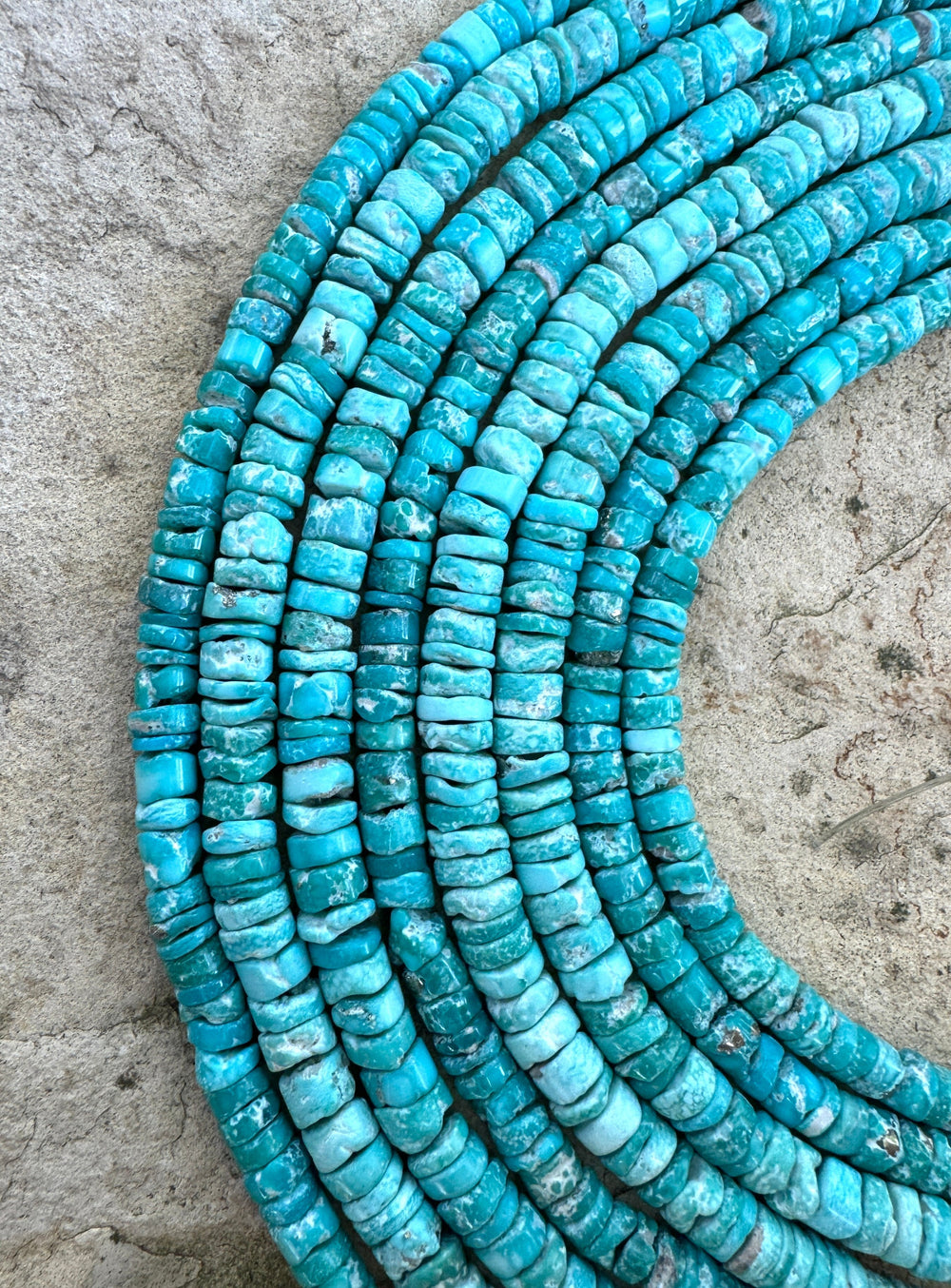 White Water Turquoise (Mexico6mm Heishi Beads 8 inch