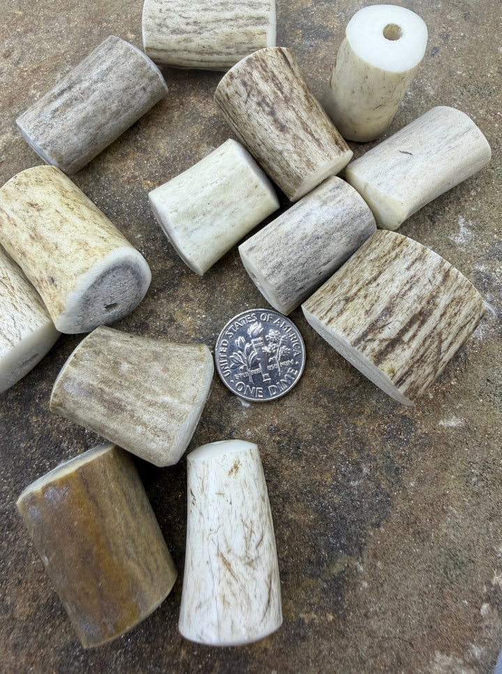 Whitetail Deer Antler Large Beads 17x25-21x30mm Set of 3