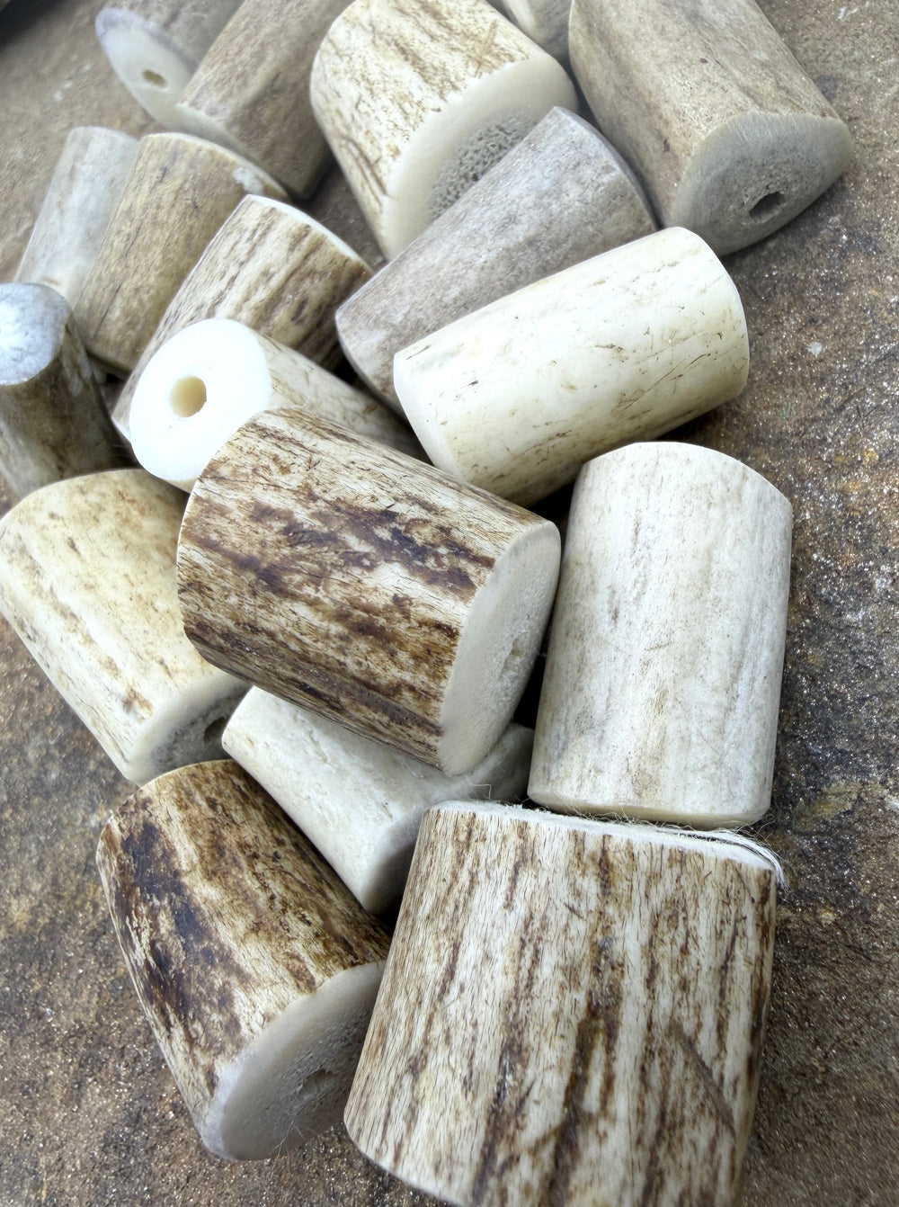 Whitetail Deer Antler Large Beads 17x25-21x30mm Set of 3
