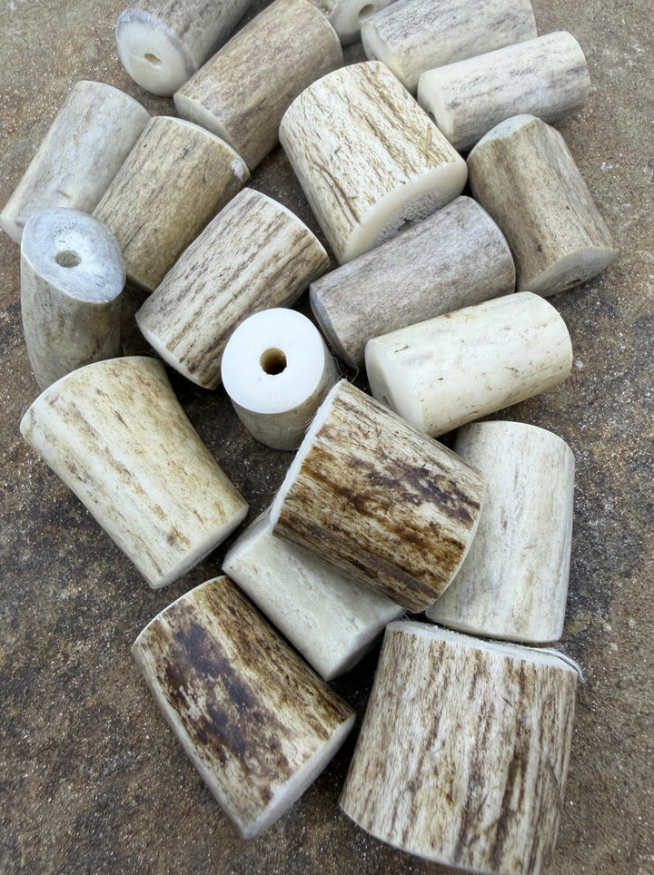 Whitetail Deer Antler Large Beads 17x25-21x30mm Set of 3
