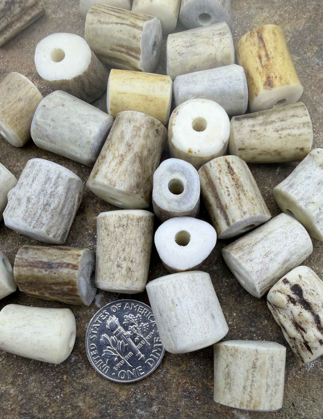 Whitetail Deer Antler Small Beads 8x12-15x18mm Set of 3