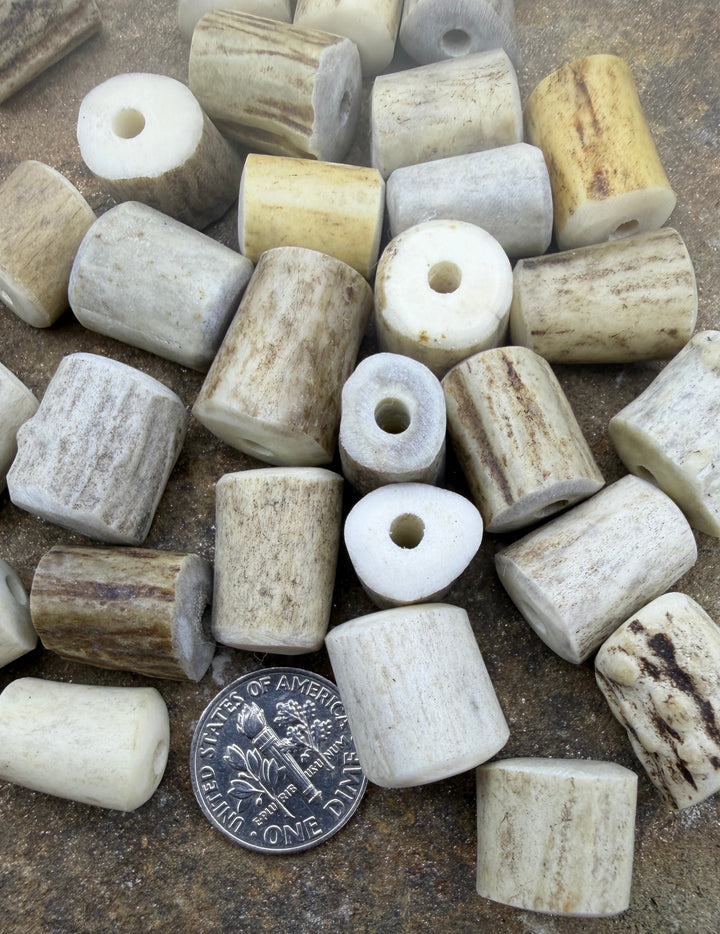 Whitetail Deer Antler Small Beads 8x12-15x18mm Set of 3