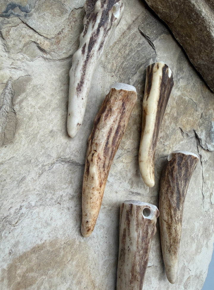 Whitetail Deer Antler Tip Beads 12x50-16x60mm Sold Per