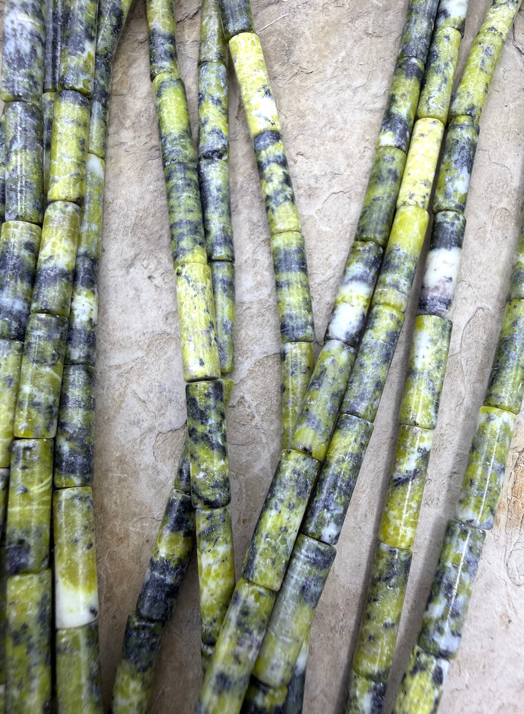 Yellow Serpentine 4x13mm Tube Beads 16 Inch Strnd/30-31