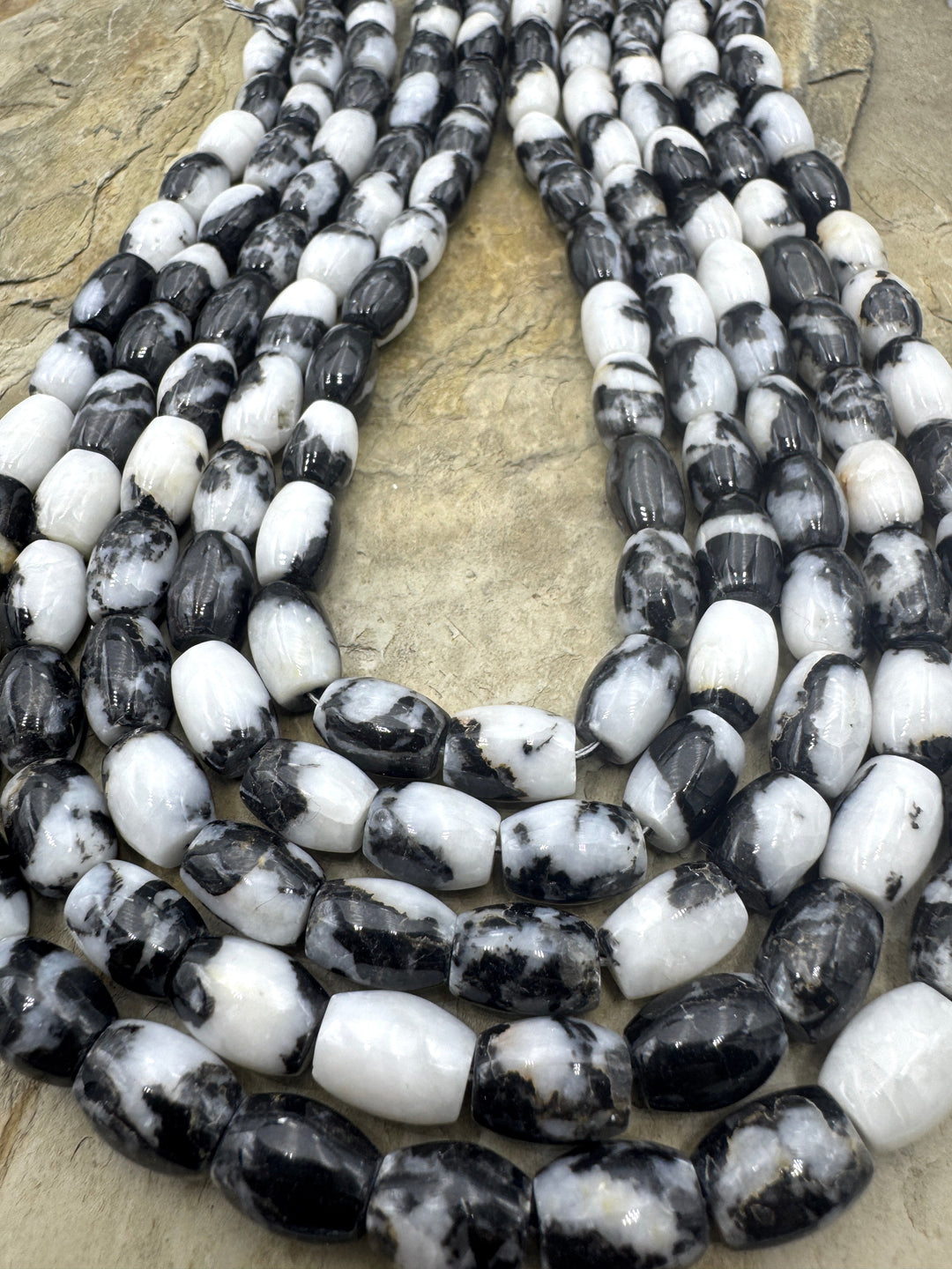 Zebra Jasper 9x11 Barrel Beads Strand 16 Inch Strand (34-36