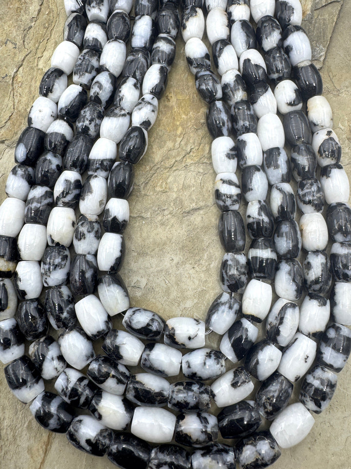 Zebra Jasper 9x11 Barrel Beads Strand 16 Inch Strand (34-36