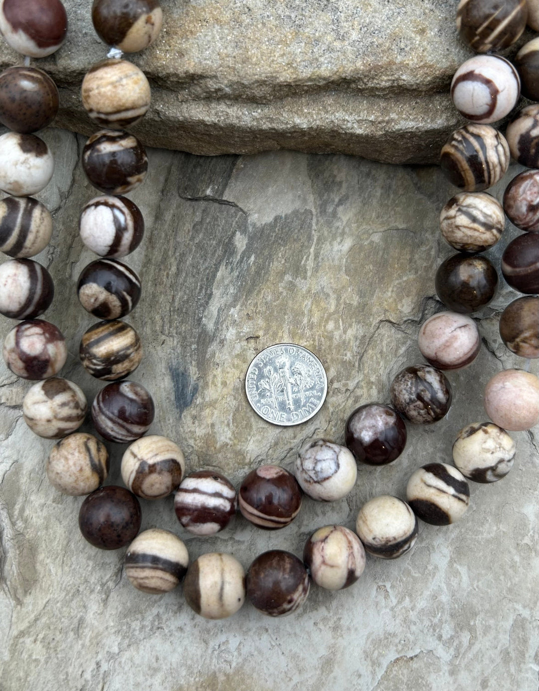 Zebra Jasper (Arica) Big Matte Round Beads 12mm 16 inch