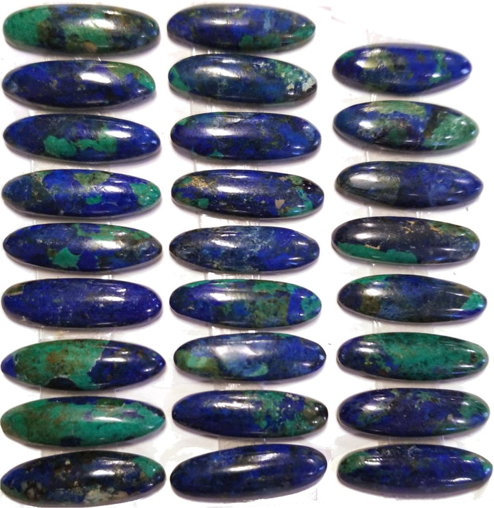 Natural Azurite with Malachite 8x21mm Long Oval Cabochon