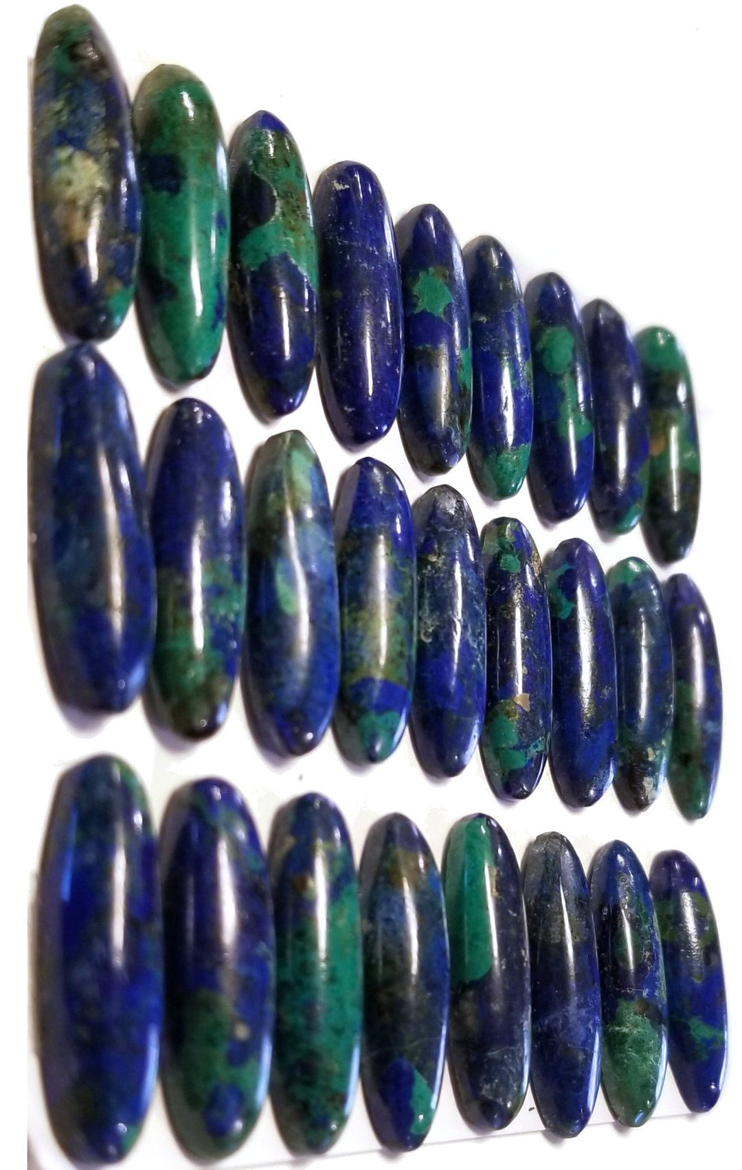 Natural Azurite with Malachite 8x21mm Long Oval Cabochon
